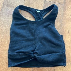 Twist front cropped top with built in sports bra